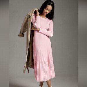 Long-Sleeve Ribbed Sweater Midi Dress